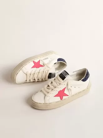 Hi Star con stella in pelle fucsia e tallone blu glitterato