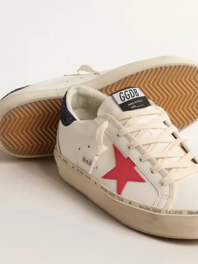 Hi Star con stella in pelle fucsia e tallone blu glitterato