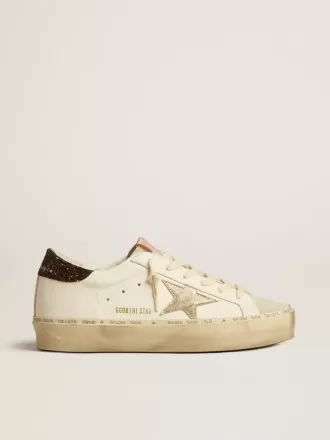 Hi Star con stella in pelle metallizzata platino e tallone glitterato