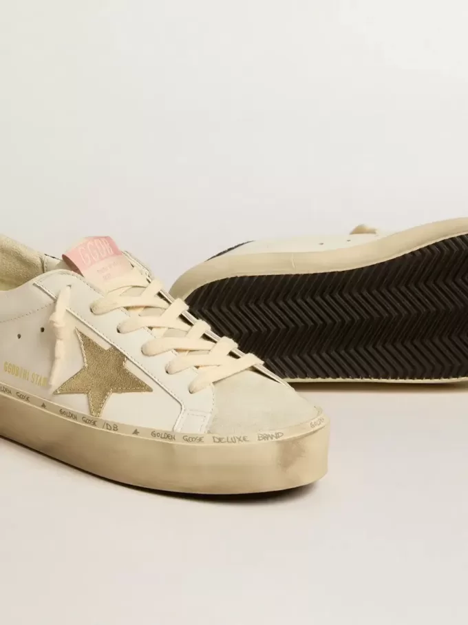 Hi Star con stella in pelle metallizzata platino e tallone glitterato