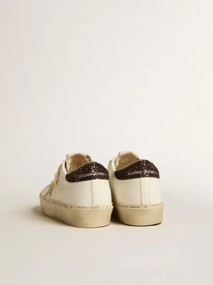 Hi Star con stella in pelle metallizzata platino e tallone glitterato