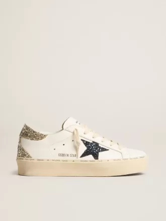 Hi Star da donna con stella blu glitterata e linguetta sul tallone con glitter platino
