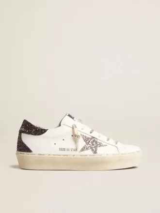 Hi Star da donna con stella glitterata argento e linguetta sul tallone glitterata rosso rubino