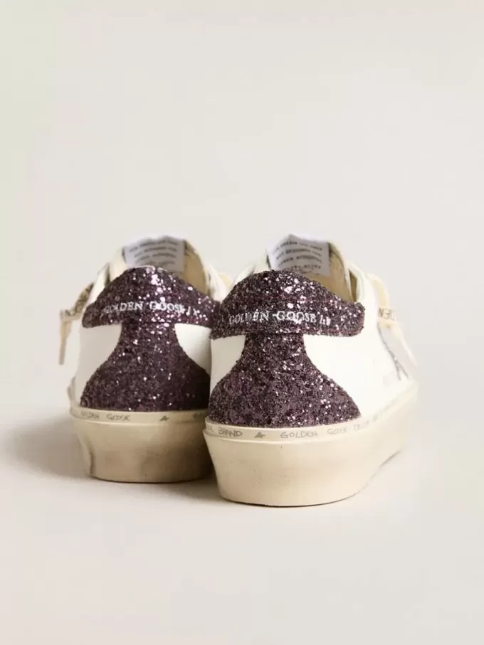 Hi Star da donna con stella glitterata argento e linguetta sul tallone glitterata rosso rubino