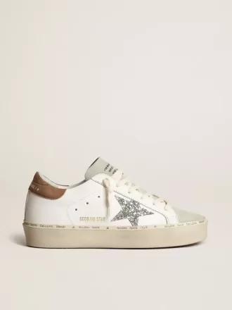 Hi Star da donna con stella glitterata argento e linguetta sul tallone in nabuk grigio tortora