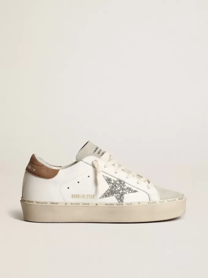 Hi Star da donna con stella glitterata argento e linguetta sul tallone in nabuk grigio tortora