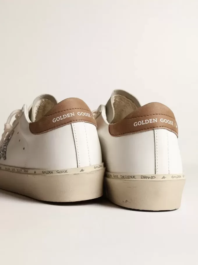 Hi Star da donna con stella glitterata argento e linguetta sul tallone in nabuk grigio tortora