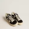 Hi Star da donna in pelle nera con tallone argentato glitterato Hi Star da donna in pelle nera con tallone argentato glitterato