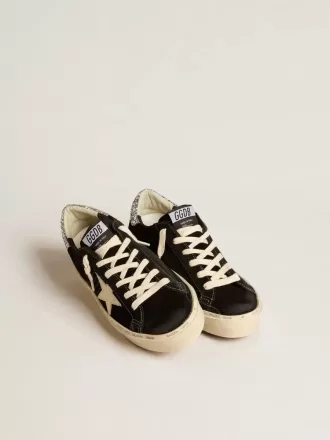 Hi Star da donna in pelle nera con tallone argentato glitterato