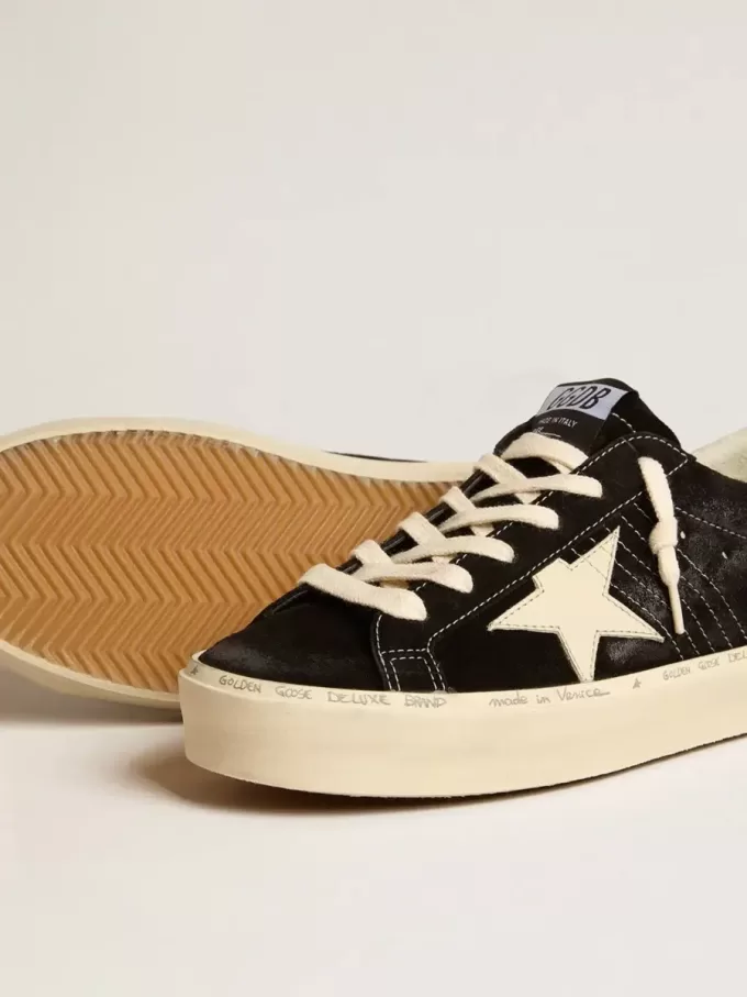 Hi Star da donna in pelle nera con tallone argentato glitterato Hi Star da donna in pelle nera con tallone argentato glitterato