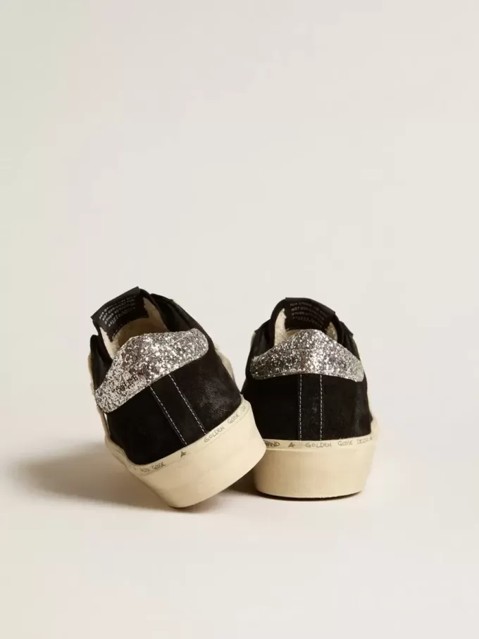 Hi Star da donna in pelle nera con tallone argentato glitterato Hi Star da donna in pelle nera con tallone argentato glitterato