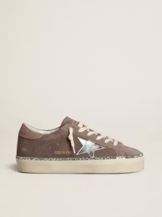 Hi Star da donna in pelle scamosciata con stella in pelle argentata e linguetta in pelle sul tallone
