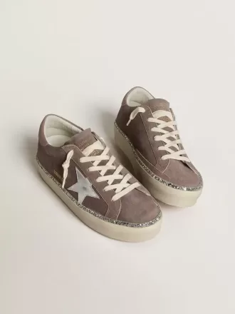 Hi Star da donna in pelle scamosciata con stella in pelle argentata e linguetta in pelle sul tallone