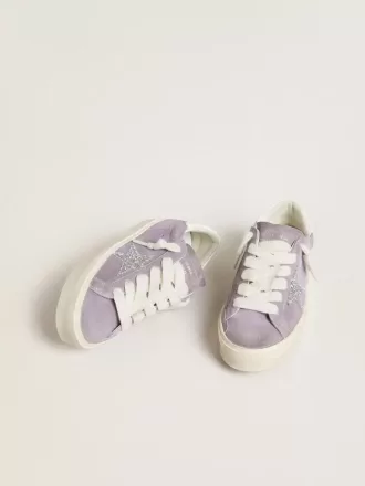 Hi Star da donna in pelle scamosciata viola con stella glitterata argento