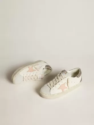 Hi Star in nappa bianca con stella in pelle rosa e tallone glitterato