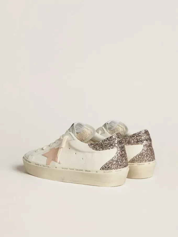 Hi Star in nappa bianca con stella in pelle rosa e tallone glitterato