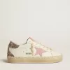 Hi Star in pelle bianca con stella in pelle scamosciata rosa e tallone con glitter rosa Hi Star in pelle bianca con stella in pelle scamosciata rosa e tallone con glitter rosa