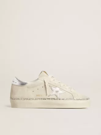 Hi Star in pelle scamosciata con stella e linguetta sul tallone in pelle metallizzata argento