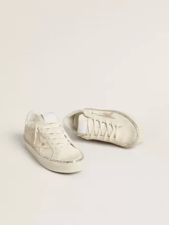 Hi Star in pelle scamosciata con stella e linguetta sul tallone in pelle metallizzata argento