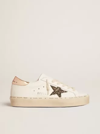 Hi Star LTD con stella glitterata nera e dorata e linguetta dorata sul tallone
