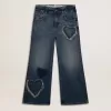 Jeans a gamba larga da bambina in denim blu Jeans a gamba larga da bambina in denim blu