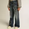 Jeans a gamba larga da bambina in denim blu Jeans a gamba larga da bambina in denim blu