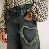 Jeans a gamba larga da bambina in denim blu Jeans a gamba larga da bambina in denim blu