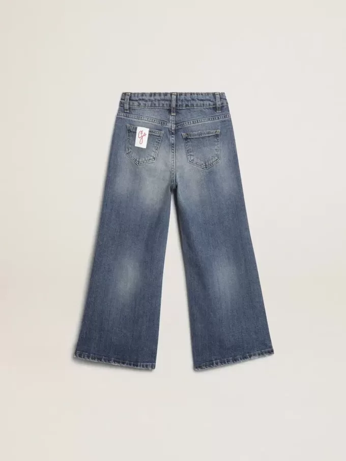 Jeans a gamba larga in denim blu medio Jeans a gamba larga in denim blu medio