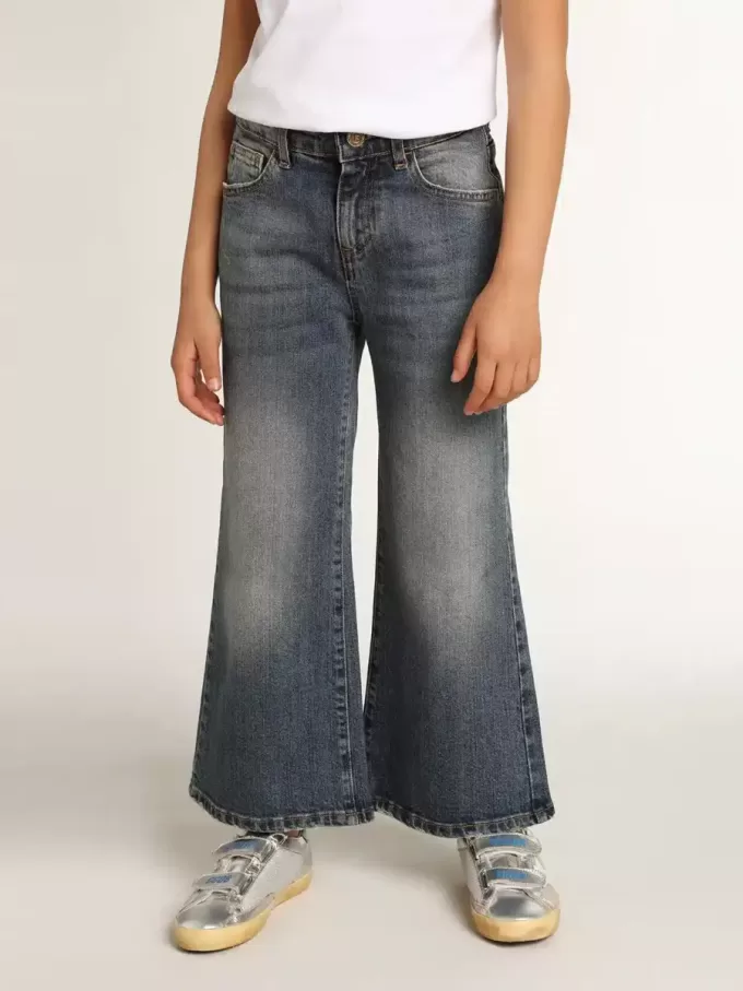 Jeans a gamba larga in denim blu medio Jeans a gamba larga in denim blu medio
