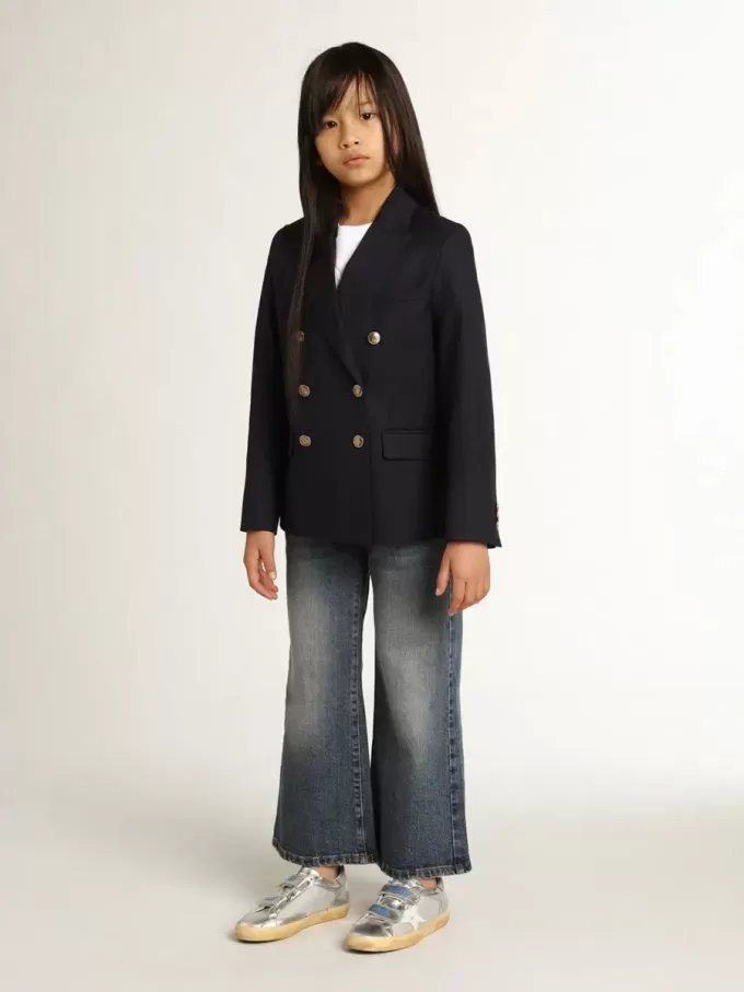 Jeans a gamba larga in denim blu medio Jeans a gamba larga in denim blu medio