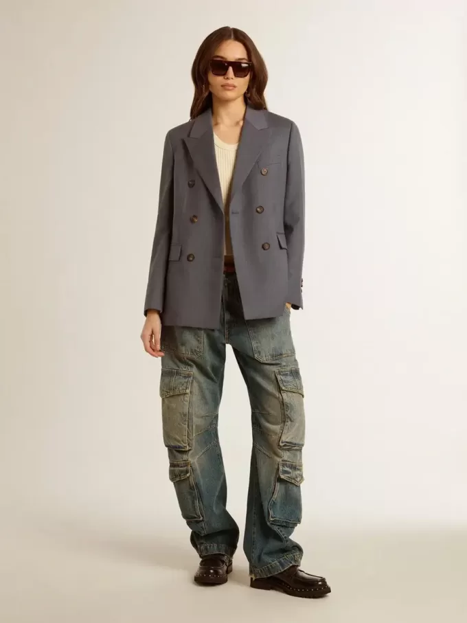 Jeans blu con finitura consumata