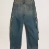 Jeans blu con finitura consumata