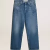Jeans blu lavaggio medio dal taglio ampio Jeans blu lavaggio medio dal taglio ampio