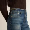 Jeans bootcut da donna con lavaggio vintage e dettagli metallici