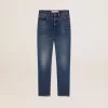 Jeans cropped svasati da donna con lavaggio medio