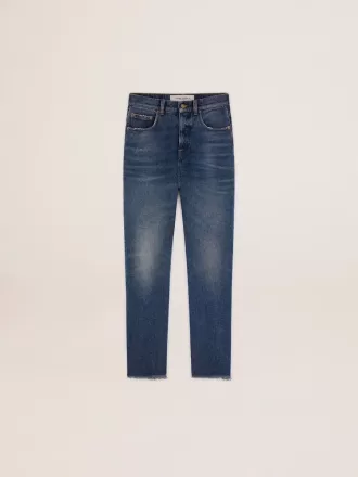 Jeans cropped svasati da donna con lavaggio medio