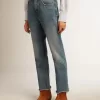 Jeans cropped svasati da donna con lavaggio medio