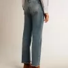 Jeans cropped svasati da donna con lavaggio medio