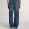 Jeans da bambino in denim con bordi grezzi e ricami