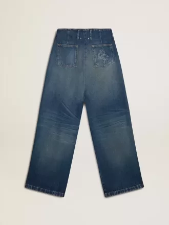 Jeans da donna a gamba larga con lavaggio medio CNY