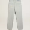 Jeans da donna sbiancati con cristalli cabochon