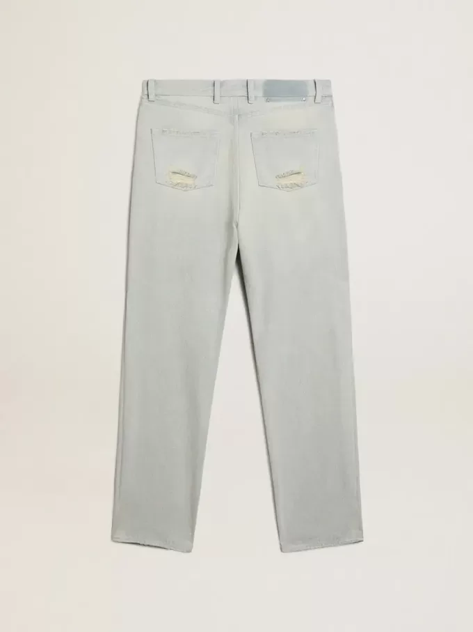 Jeans da donna sbiancati con cristalli cabochon