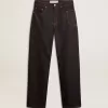Jeans da uomo blu scuro a gamba larga in denim monolavaggio