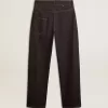 Jeans da uomo blu scuro a gamba larga in denim monolavaggio