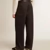 Jeans da uomo blu scuro a gamba larga in denim monolavaggio