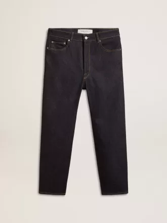 Jeans da uomo blu scuro in denim monolavaggio