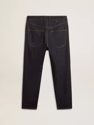 Jeans da uomo blu scuro in denim monolavaggio