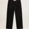 Jeans da uomo neri dal taglio morbido con cristalli all-over effetto sfumato Jeans da uomo neri dal taglio morbido con cristalli all-over effetto sfumato