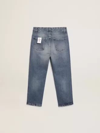 Jeans elasticizzati da bambino in denim blu