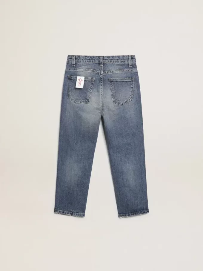 Jeans elasticizzati da bambino in denim blu